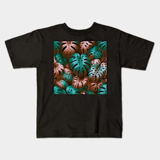 Pastel Monstera Tropical Leaves Kids T-Shirt